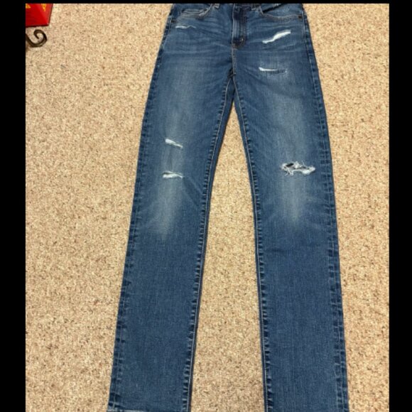 LEVIS 724 HIGH RISE SLIM STRAIGHT DESTROYED EFFECT JEANS NWT $108 27 W - Picture 6 of 9